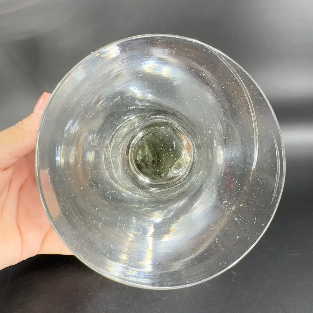 Hand Blown Clear Margarita Drinking Glasses Set 2 With Red Edges Hand Made Glass